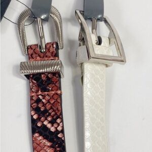 Free Press 2 faux snakeskin leather belts NWT